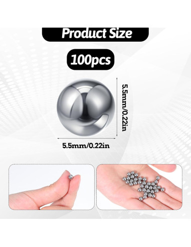 Bolas de Mezcla de Pintura Acero Inoxidable 5mm 100 PCS