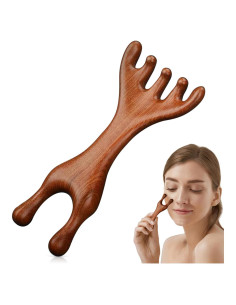 Masajeador de Cuero Cabelludo de Sándalo TECHPLUS - Peine Gua Sha