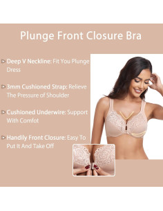 Sostén Frontal HACI con Aros Talla Grande Beige 2
