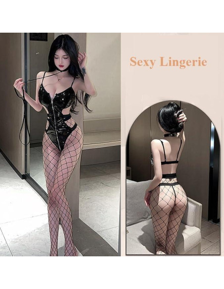 Conjunto de Lencería Sexy KLORVEU con Tirantes Abiertos