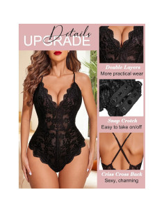 Body Lencería Avidlove Negro Encaje Sexy Ajustable 2