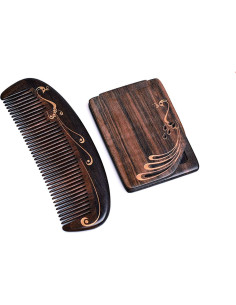 Peine de Madera Natural Antiestático Pavo Real1 25x20cm 2