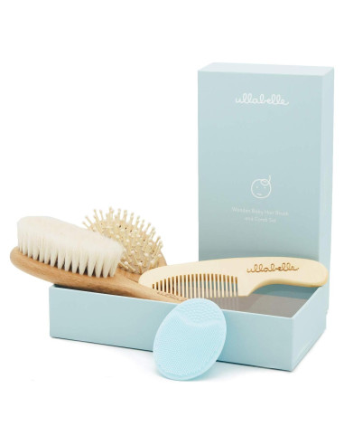 Juego de Cepillo y Peine de Madera Ullabelle 4 Piezas Azul