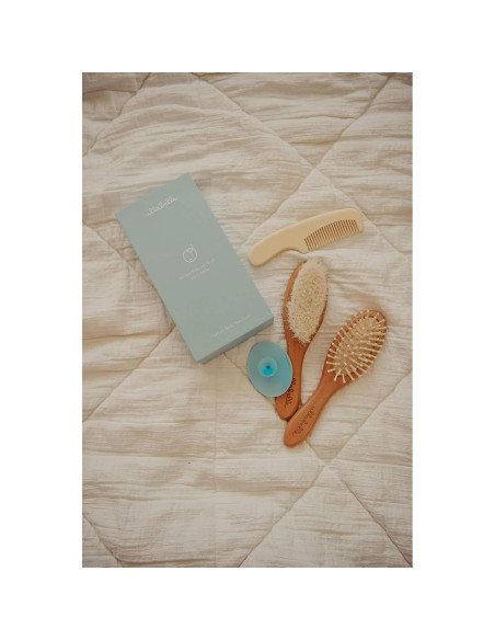 Juego de Cepillo y Peine de Madera Ullabelle 4 Piezas Azul