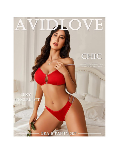 Conjunto de Lencería Avidlove Rojo 2 Piezas Sexy