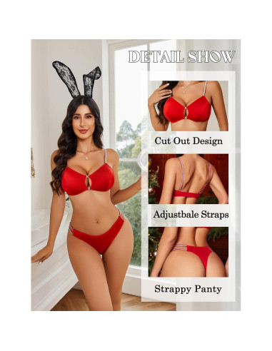 Conjunto de Lencería Avidlove Rojo 2 Piezas Sexy