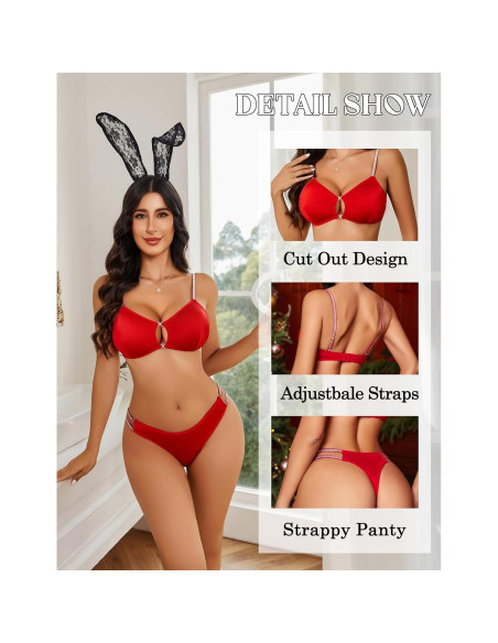 Conjunto de Lencería Avidlove Rojo 2 Piezas Sexy