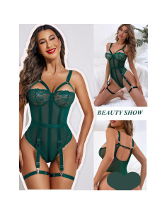 Avidlove Lencería Sexy Verde Lago con Cinturilla Ajustable 2