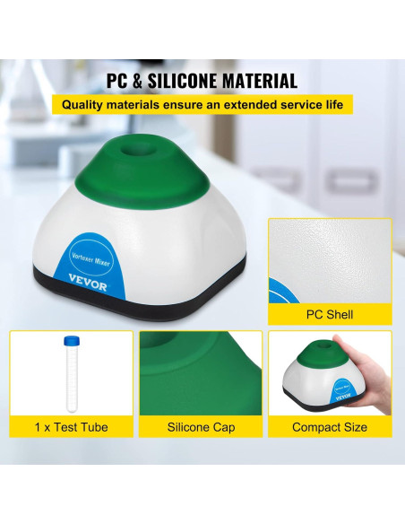 Mezclador Vortex VEVOR 6000RPM Mini 50mL Verde