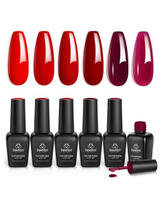 Juego de Esmalte en Gel Rojo Beetles - 6 Colores 7.5ml