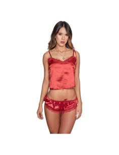 Babydoll Sexy Besame Rojo Satén y Encaje Talla X-Large