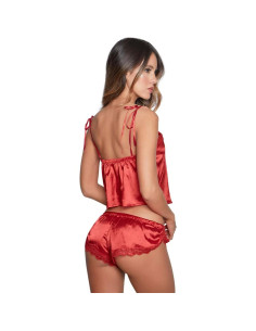 Babydoll Sexy Besame Rojo Satén y Encaje Talla X-Large 2
