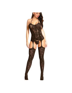 Bodystocking Buitifo Malla Sexy Talla Grande Negro
