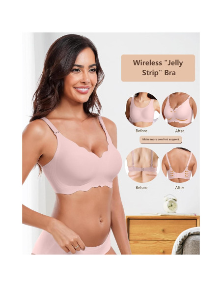 Sostén Inalámbrico Sin Costuras HORISUN Rosa Talla X-Large