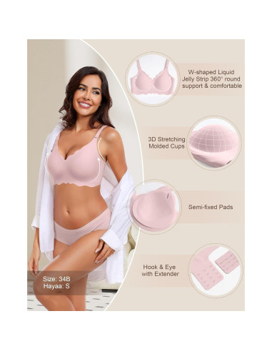 Sostén Inalámbrico Sin Costuras HORISUN Rosa Talla X-Large