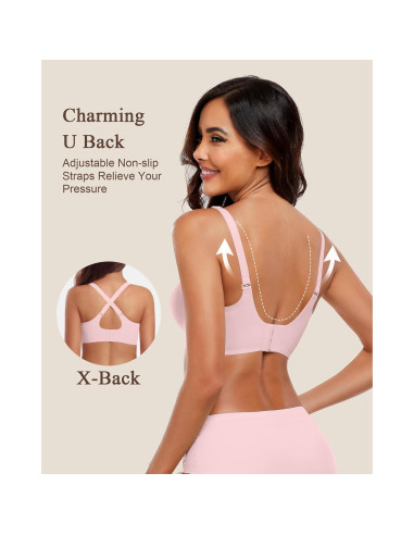 Sostén Inalámbrico Sin Costuras HORISUN Rosa Talla X-Large