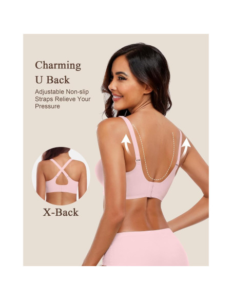 Sostén Inalámbrico Sin Costuras HORISUN Rosa Talla X-Large