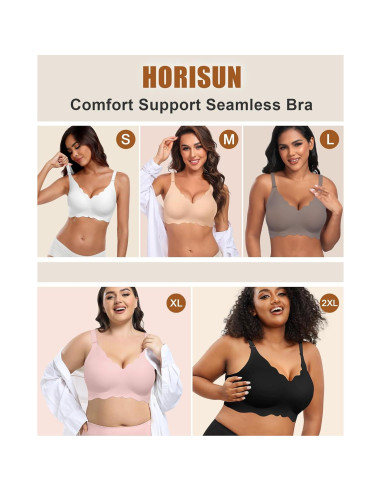 Sostén Inalámbrico Sin Costuras HORISUN Rosa Talla X-Large