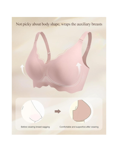 Sostén Inalámbrico Sin Costuras HORISUN Rosa Talla X-Large