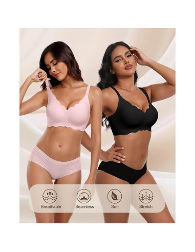 Sostén Inalámbrico Sin Costuras HORISUN Rosa Talla X-Large