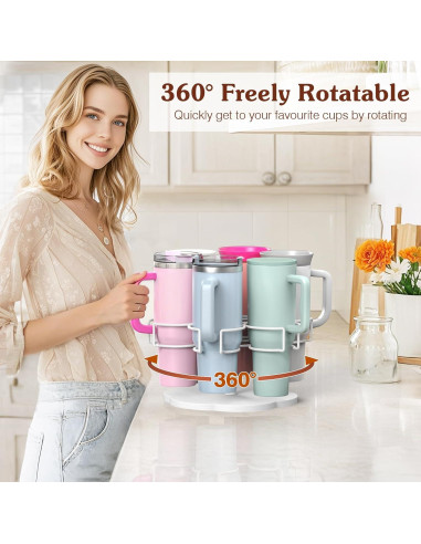 Organizador de Tazas Housolution 40 oz Soporte Rotativo Blanco