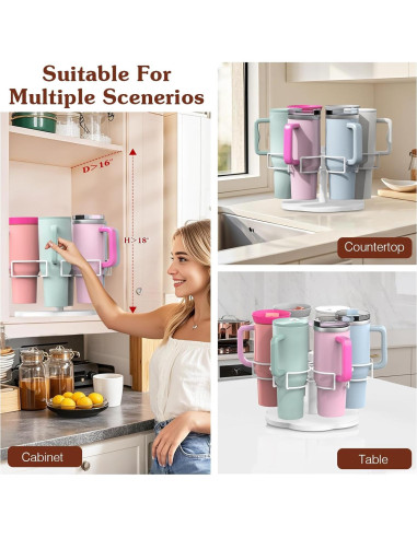 Organizador de Tazas Housolution 40 oz Soporte Rotativo Blanco