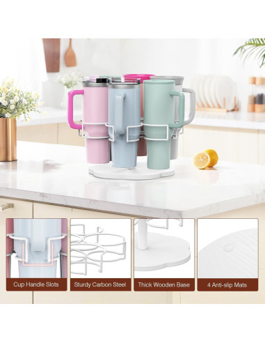 Organizador de Tazas Housolution 40 oz Soporte Rotativo Blanco