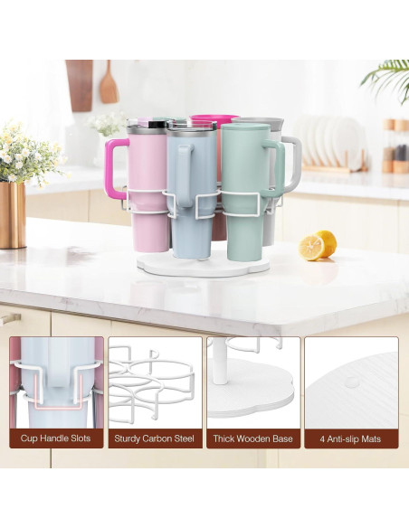 Organizador de Tazas Housolution 40 oz Soporte Rotativo Blanco