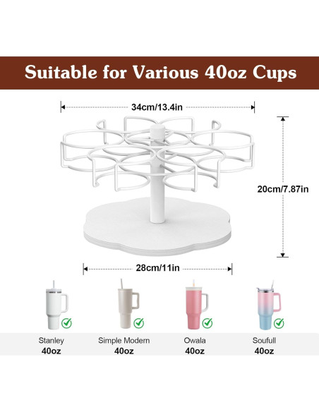 Organizador de Tazas Housolution 40 oz Soporte Rotativo Blanco