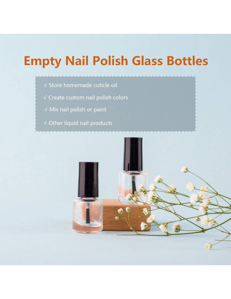 GTHER 20 Botellas Vacías de Vidrio 5ML para Esmalte de Uñas