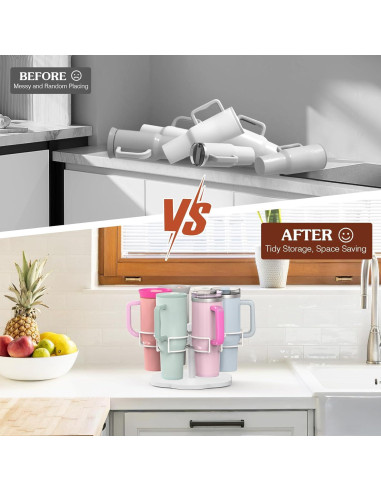 Organizador de Tazas Housolution 40 oz Soporte Rotativo Blanco