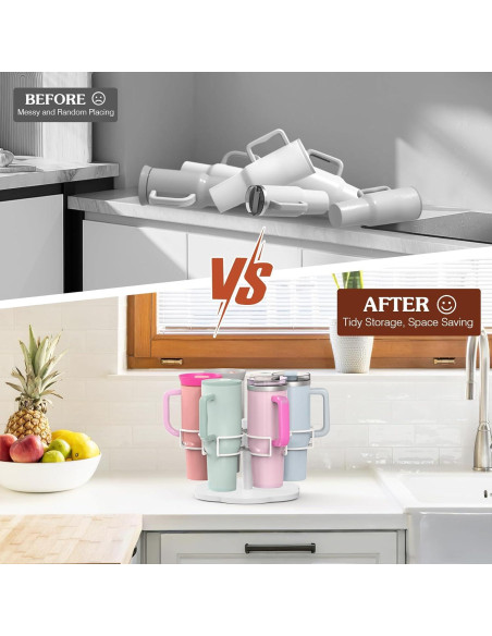 Organizador de Tazas Housolution 40 oz Soporte Rotativo Blanco