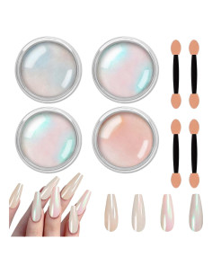 Kit de Polvo de Uñas Cromado Allstarry - 4 Colores Efecto Espejo