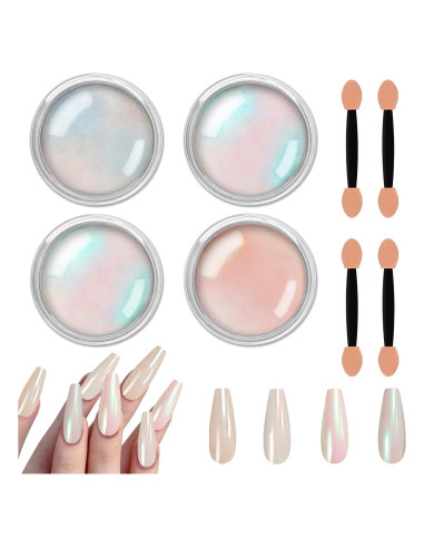 Kit de Polvo de Uñas Cromado Allstarry - 4 Colores Efecto Espejo