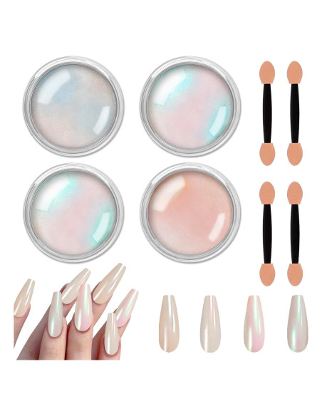 Kit de Polvo de Uñas Cromado Allstarry - 4 Colores Efecto Espejo