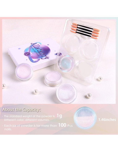 Kit de Polvo de Uñas Cromado Allstarry - 4 Colores Efecto Espejo