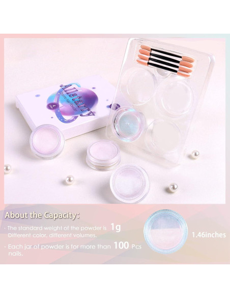 Kit de Polvo de Uñas Cromado Allstarry - 4 Colores Efecto Espejo