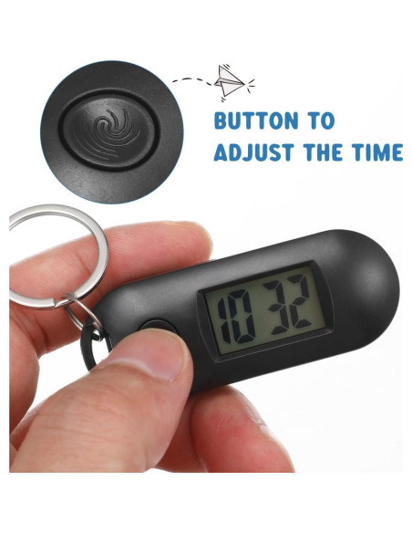 Reloj Digital de Llavero Hemobllo LED Compacto Negro