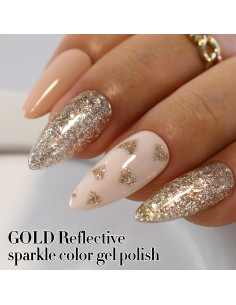 Gel de Uñas Brillante Double Rhythm 15ml Holográfico Oro 2