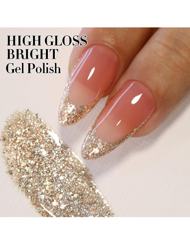 Gel de Uñas Brillante Double Rhythm 15ml Holográfico Oro