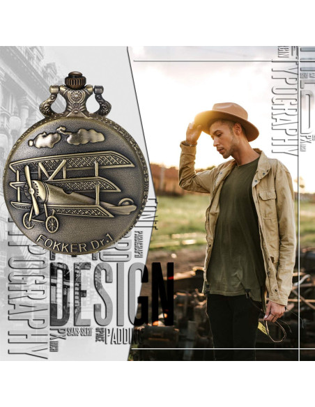 Reloj de bolsillo JewelryWe vintage unisex con cadena