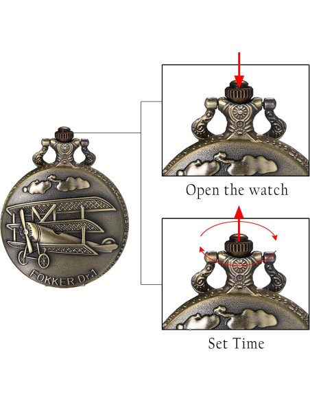 Reloj de bolsillo JewelryWe vintage unisex con cadena