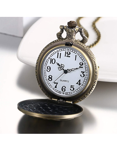 Reloj de bolsillo JewelryWe vintage unisex con cadena