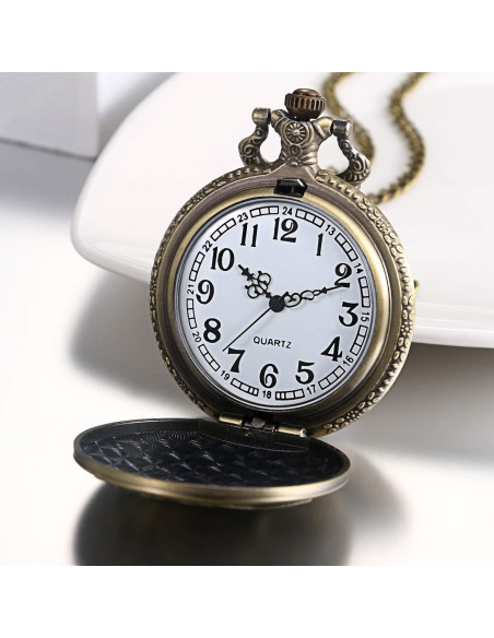 Reloj de bolsillo JewelryWe vintage unisex con cadena