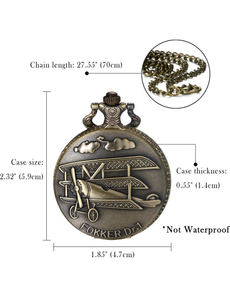 Reloj de bolsillo JewelryWe vintage unisex con cadena