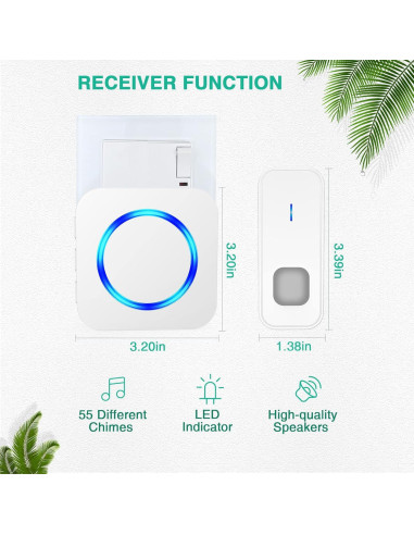 Timbre Inalámbrico SURFOU con 2 Receptores IP55 55 Tonos