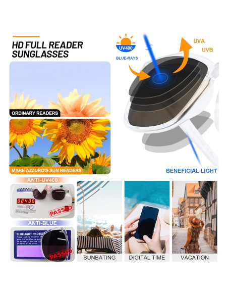 Gafas de Sol Lectoras MARE AZZURO 2.0 UV400 Transparentes