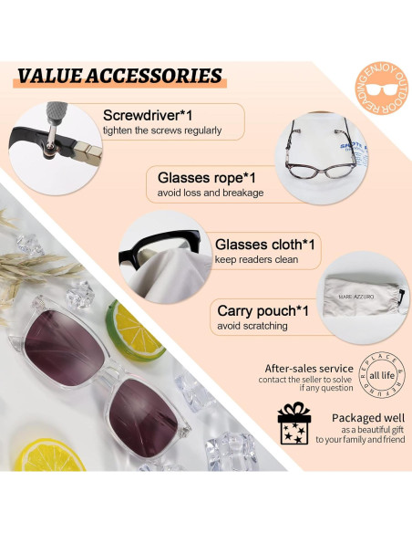 Gafas de Sol Lectoras MARE AZZURO 2.0 UV400 Transparentes