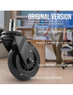 Juego de Ruedas para Silla Stealtho BLVK - Poliuretano Negro 2
