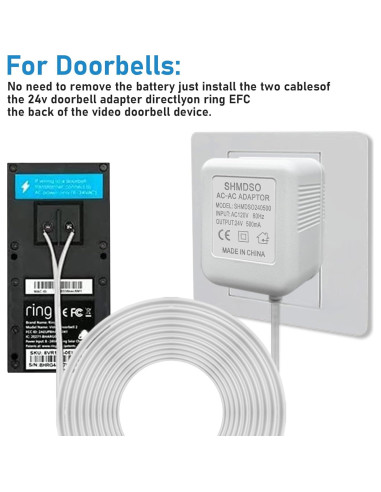 Transformador de Timbre 24V SHMDSO 10m 500mA Compatible Arlo